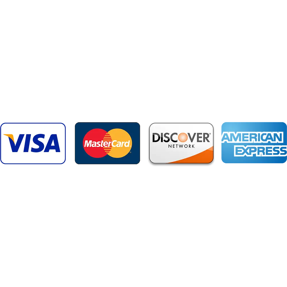 Payment methods MasterCard, Visa, American Express, Discover